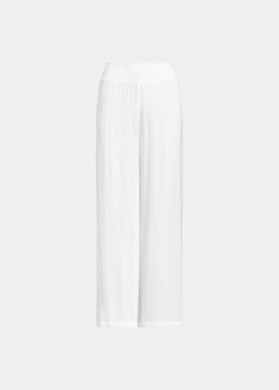 Pantalones Ralph Lauren Mujer Blancos - Smocked Wide-Leg - UQCXF0546